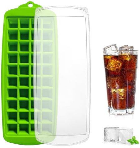Mini Moldes para Cubitos de Hielo, Mini bandeja de cubitos de hielo, Con tapa, forma cuadrada facilitar la liberación, Para cerveza, cócteles, bebidas, Verde