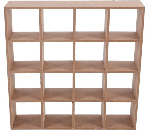 UKCOCO Miniatur Holz Bücherregal Für Puppenhaus Möbel Deko Mit Sechzehn Fächern Aus MDF Für Heimwerker Als Aufbewahrungsregal Und Fotorequisite Für Miniaturräume