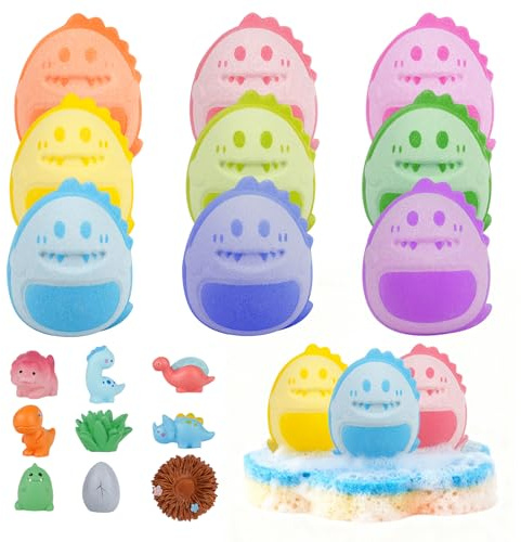 Bombe de Bain Enfants avec Jouets, Ensemble de 9 Bombes de Bain Dinosaure pour Enfants de 4 à 9 Ans, Parfait pour un Bain Moussant pour Bébé, Cadeau de Noël ou d'Anniversaire pour Fille ou Garçon