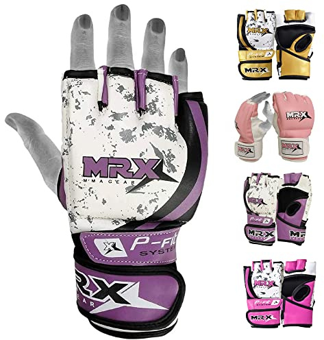 MMA Ladies Grappling Training Gloves Cage Women Fighting Sparring Gloves Purple (Small)