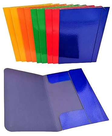 Alevar Gummizugmappe A5, Packung mit 10 Stück - 2 Blau, 2 Rot, 2 Grün, 2 Gelb, 2 Orange