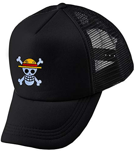 Luffy Monkey D. Mütze Ruffy Baseball Cap Basecap Zoro One Unisex Kappe Snapback Lysop Piece, Farbe:Schwarz