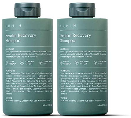 Lumin - Herren-Keratin-Erholungs-Shampoo (2er-Pack): Rehydratisiert trockenes, geschädigtes Haar und fördert das Haarwachstum | Formuliert mit Teebaumblattöl für eine sanfte, kühlende Reinigung