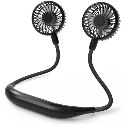 Tragbarer Halsventilator batteriebetriebener, Neck Fan ultra leiser Freihand-USB-Lüfter mit starkem Wind, 360° verstellbarer, hochflexibler, tragbarer persönlicher Lüfter für Außenreisen im Homeoffice