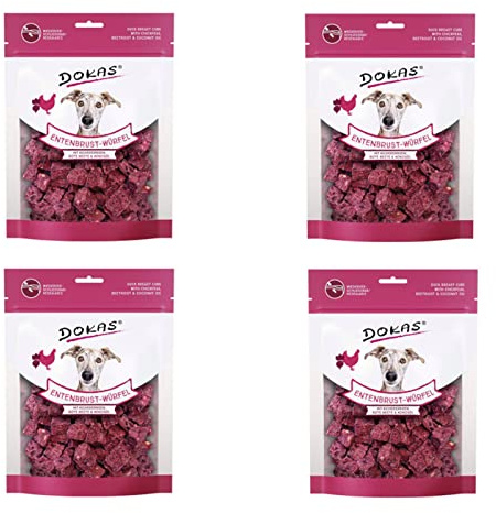 Dokas Dog Snack - Leckerlis für Hunde mit Entengeschmack - Bundle - 4 x 150 g