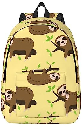 KoNsev Laptop-Rucksack, Reiserucksack, Arzttasche, Motiv: niedliche Faultiere auf gelben Zitronen, stilvoll, leicht und funktional, Schwarz , S