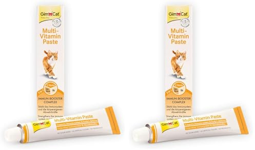 GimCat Multi-Vitamin Pasta, Snack sano per gatti, attiva le difese e rafforza il sistema immunitario, 1 tubetto, 1 x 200 g (Confezione da 2)