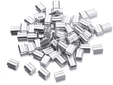 NIYANGLE Manguito De Para Cuerda De Acero 100pcs Con Doble Orificio Conector De Cable Abrazadera De Alambre Para Unión De Cuerda De Acero 2mm