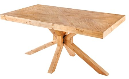 Esstisch MOSAIK 160cm - natur - Pinienholz - stabile Konstruktion robust | 6 Sitzplätze, hochwertig, langlebig, individuelle Maserung, höhenverstellbare Füße, Holzgestell