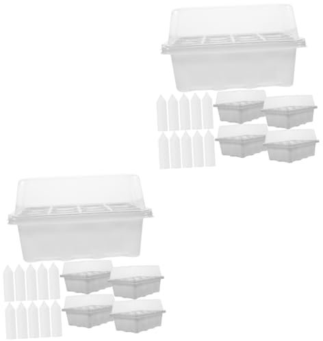 INOOMP 2sätze Setzling Starter Tray Mit Deckel Anzuchtbox Für Pflanzen Wiederverwendbar Für Sämlinge Kräuter Gemüse Und Kleine Blumen Teiliges Transparente Und Pflanzenetiketten