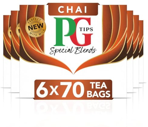 PG Tips Special Blends | Chai Tea Bags Bulk | Warm, Comforting & Deliciously Spiced With Ginger, Cinnamon, Cardamom & Clove | 6 x 80 Tea Bags | 420 Plant Based Biodegradable Teabags
