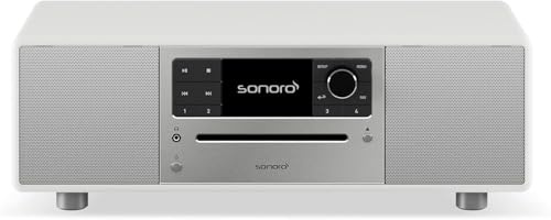 sonoro Prestige - Equipo compacto con reproductor de CD (FM, DAB Plus, Spotify, Deezer), color blanco