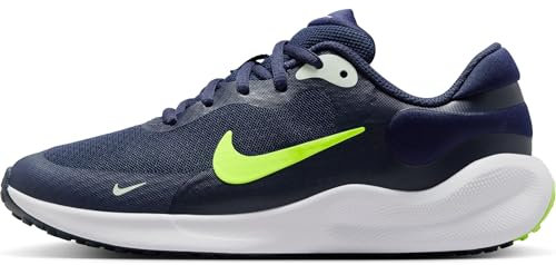 Nike Revolution 7 Schuh für Ältere Kinder, Scarpa, Midnight Navy Volt Volt Tint White, 35 EU