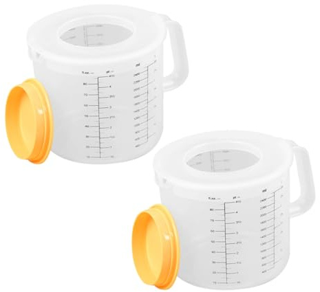 LABRIMP 2 piezas Jarra Medidora de Plástico con Tapa Jarra Mezcladora Grande con Boquilla y Clara para Huevos y Medir Líquidos Herramienta Versátil para Repostería Cocina