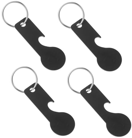 Alipis 4 Piezas Llaveros Abridores de Botellas de Inoxidable con Ficha para Carrito de Compra Colgante Portátil para Supermercado Práctico y Compacto para Uso Diario
