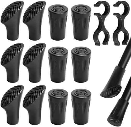 Set di 14 Imbouts per Bastoni da Passeggio Nordici - Imbouts Antiscivolo in Gomma per Bastoni da Trekking e Cammino, Accessori Universali per Bastoni da Passeggio con Diametro di 11mm