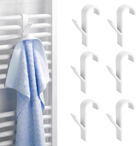 HUZNA 6 Pezzi Ganci per Termoarredo Bagno,Robusti per Appendere Asciugamani,Gancio Accappatoio Doccia,per Appendere Asciugamani, Accappatoi e Vestiti,Salvaspazio