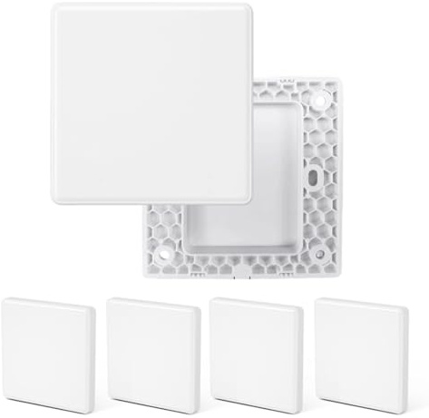 KAHZOR 4 Stück Steckdosenabdeckung, Lichtschalter Abdeckung, Kunststoff Schraubenlos Blanko Ein-Gang Steckdosenabdeckung Weiß, Abdeckung Steckdose, 8,6 X 8,6 cm