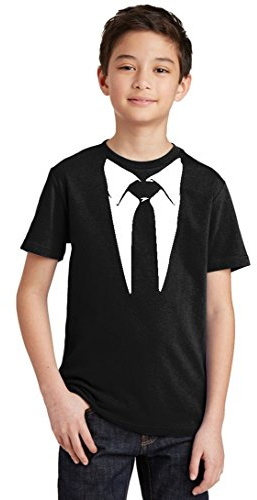 Classic Funny Suit Tuxedo Shirt for Boys and Girls for Prom Tux Joke Tee Youth T-Shirt, Youth S, Black
