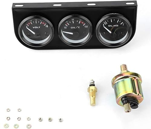 BigKing Auto Dreifachanzeige, 52 mm 3-in-1 Voltmeter + Wassertemperaturanzeige + Öldruckmesser für PKW