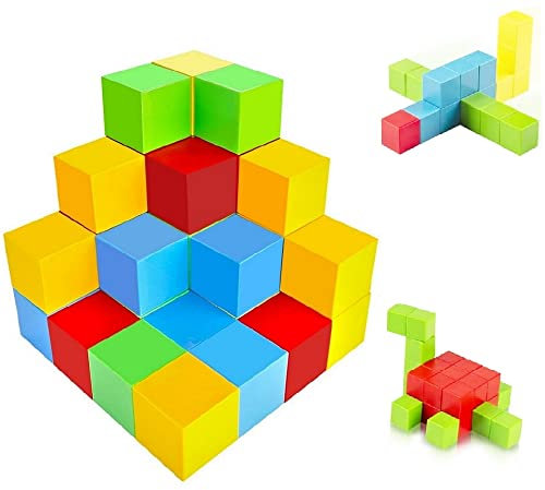 UiDor Magnetische Bausteine, Bunte Magnetische Blöcke Für Jungen Mädchen 25mm 40 Stück, Pädagogisches Spielzeug Magnetischer Würfel Für Kinder 3 4 5 6 7 Jahre Alt