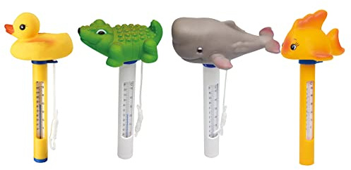 Avenli CleanPlus Schwimmthermometer mit Tiermotiven für Pools, 4-fach sortiert