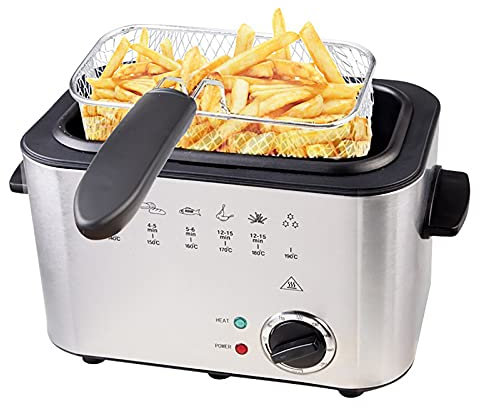 1.5 L Electric Deep Fryer with Viewing Window, Stainless Steel Deep Fat Fryer Easy Clean and Adjustable Temperature Control 1000 W, Silver