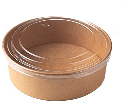 MUNDDY® Tazón 750ml desechable 50 pieza con Tapa de Ensalada y Sopa marrón Redondo. Sopa compostables cartón Kraft-ensaladera Revestimiento Interior de PLA I Platos Cuencos para Llevar sin plástico