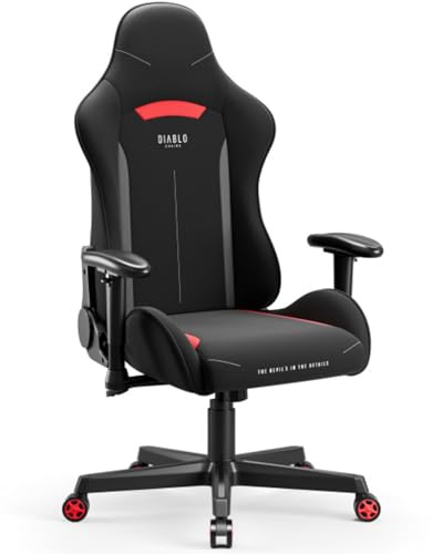 Diablo Gamingstol X-St4rter | Tygöverdrag, Justering av Armstöd, Vridningsmekanism, Kontorsstol upp till 136 kg | Vridbar Stol, Skrivbordstol Ergonomisk | Svart
