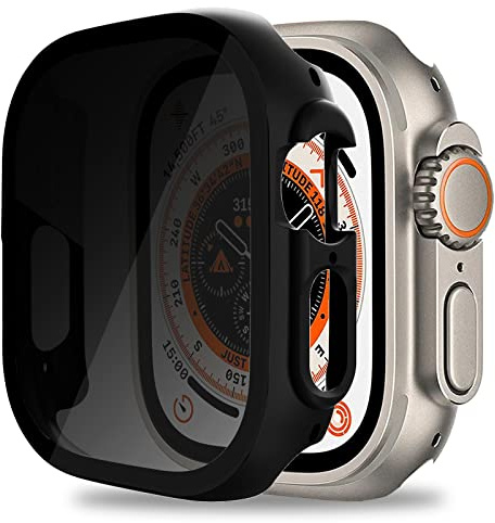 Miimall Schutzhülle Kompatibel mit Apple Watch Ultra 2/1 49mm Hülle mit Sichtschutzfolie, PC Rahmen mit 9H Blickschutzfolie Anti-Spy Privacy Case für Apple iWatch Ultra 2/1 49mm -Sichtschutz