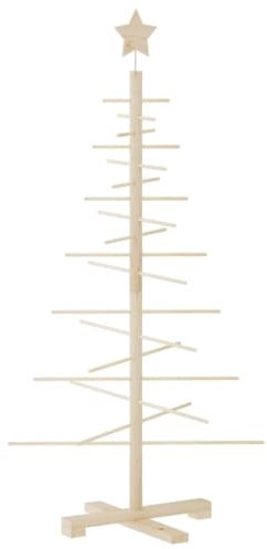 vidaXL Árbol de Navidad de Madera de Adorno, Decoración Navideña, Adorno para Fiestas, Árbol para Hogar Exterior, Madera Maciza de Pino 125 cm