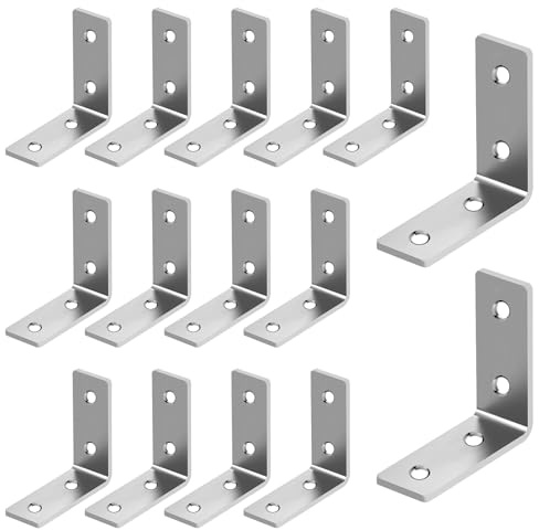 Vinkelanslutningsset, 52 stycken metallvinkel 90 graders vinkelfäste, 40 x 40 x 15 mm möbler hörnvinkel vinkeljärn L-form hörnklämma för bord stolar bokhyllor