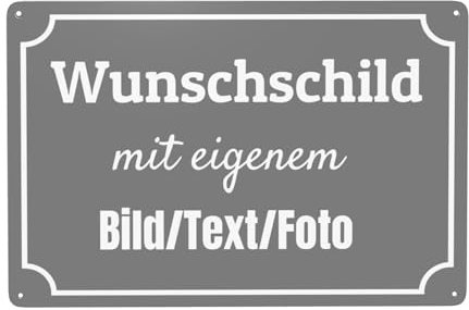 BeNsil Schilder, Schilder Selbst Gestalten, Wunschtext Schild, Hausnummer & Straßennamen mit Text/Name/Bild/Logo/Schrift für Garage, Hotel, Parkplatz, Schule, Carport, Firma, Garten, Wohnadress