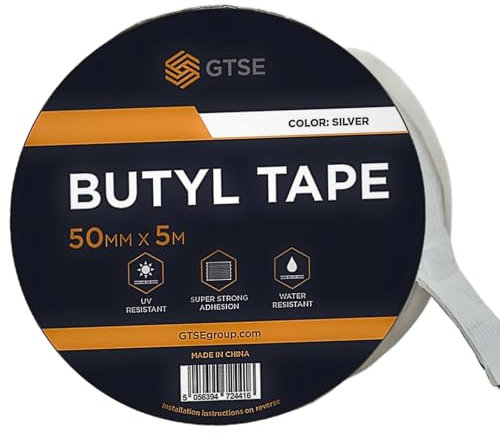 GTSE Butyl Aluminium Foil Tape, 50mm x 5m – Waterproof Tape Roll for Leaks, Roof Sealant, and Outdoor Repairs – Durable, Weatherproof, and Leak-Proof Solution