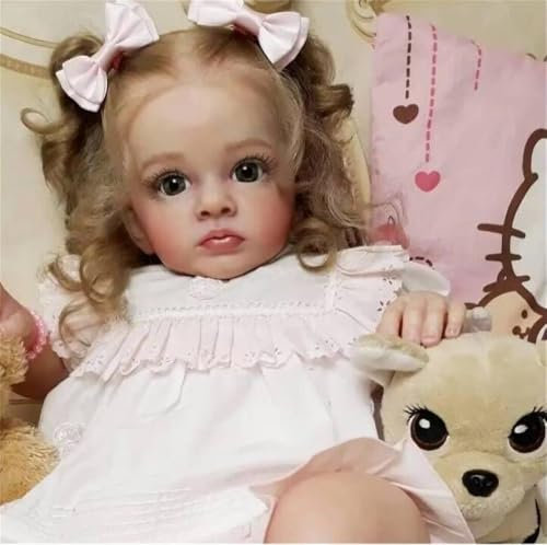 Zero pam Reborn Baby Mädchen-60CM Reborn Puppen Lebensecht Babypuppen Wie Echt Silikon Baby Puppe Mit Haaren Echte Babypuppe Mit Schnuller