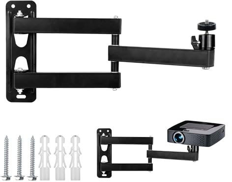 letuxaamz Supporto Per Proiettore A Parete, Staffa Tre Bracci In Metallo Multiangolo Regolabile Proiettore/Supporto Monitor Con Interfaccia Vite Da 1/4 Di Pollice Braccio Articolato