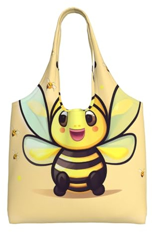 WBQLSL Borsa da donna in tela stampata con api gialle - Borsa a tracolla casual + borsa a mano design doppio scopo