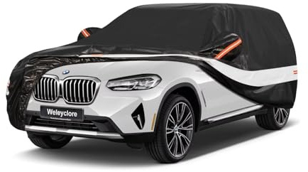 Weleyclore Car Covers for Outside Storage Custom Fit For BMW X3 SUV, Outdoor Car Cover 100% Waterproof Breathable Sun Rain Dust UV Protection With Cotton.