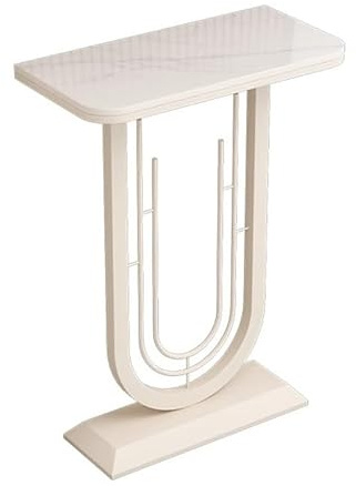 XLIHAWY Sofatisch, Steinpaneel Konsolentisch Mit Untergestell, Moderne Foyer-Konsole Für Eingangsbereich Flur Wohnzimmer, Einfache Montage(Weiß,40x30x75cm)