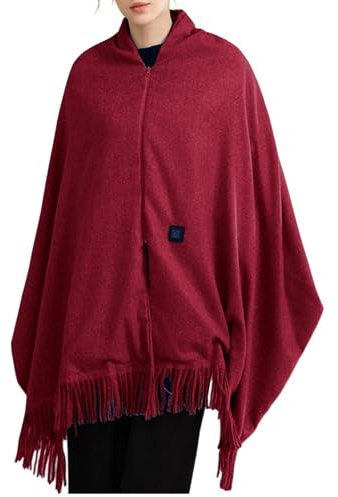 Kubbon Heated Shawl Wraps for Women Portable Heated Blanket Soft Zipper Electric Heated Blanket Shawl Scarf for Winter