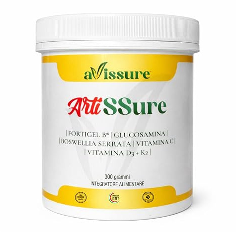 ArtiSSure Integratore Articolazioni 300g Polvere, Collagene Idrolizzato Fortigel®, Glucosamina Condroitina MSM, Boswellia e Bromelina con Vitamina C, D3 K2 e Zinco, Gusto Agrumi, 45 Dosi, avissure