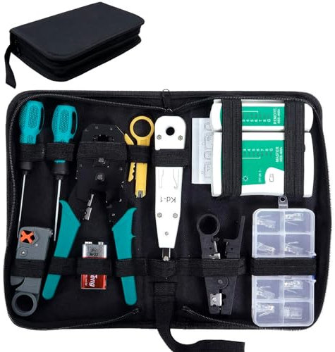 SGILE 12 in 1 Netzwerk Werkzeug Set für RJ45, RJ11, RJ12, Reparaturwerkzeuge, Kabeltester Kit, Patchkabel Tester, LAN Kabel Tester für DIY Haushalt Computer Wartung