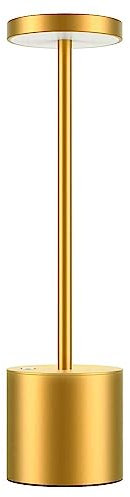 Lampada da Tavolo Senza Fili，5000mAh Ricaricabile LED Eye-Protect Lampada da Tavolo,Dimmerabile, Lampada in metallo, per Sala da Pranzo,Camera da Letto,All'aperto(Oro)