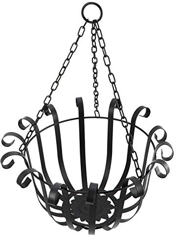 YARNOW Porta Vaso da Appendere in Ferro Nero Struttura Robusta e Facile da Usare per Decorazione Giardino All'aperto Stile Europeo