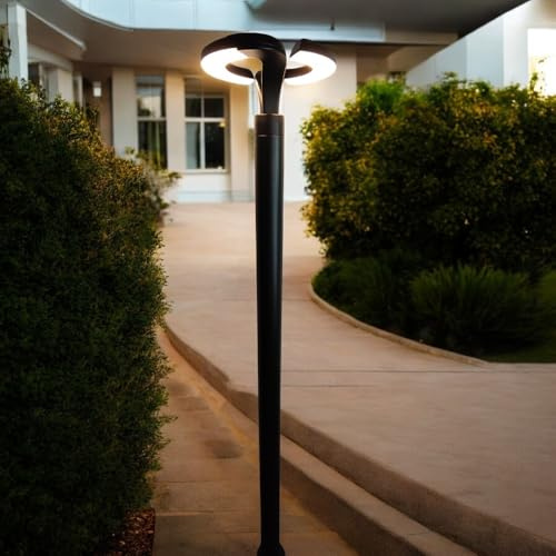 Dapo Hochwertige LED-Außen-Garten-Wege-Stand-Steh-Leuchte-Lampe HAAG Alu-Druckguß schwarz LED 20W H: 160cm(Stehleuchte Haag)
