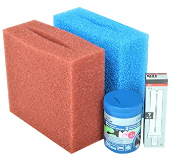 Wartungspaket Oase Biosmart 5000, Schwamm Set, Filterstarter, Leuchtmittel | bestehend aus Schwamm-Set + Oase Filterstarter, 9 Watt UVC Leuchtmittel | Filterschwamm Ersatzschwämme, Ersatz Kit