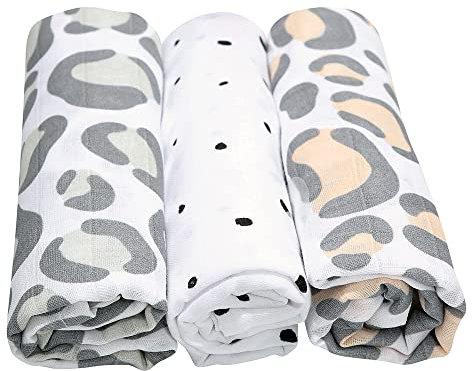 Mother hood Spucktücher Premium, Stoffwindeln, Mullwindeln, 3-er Set, Öko-Tex Standard 100, 100% naturreine Baumwolle, 70 x 80 cm (Leo apricot), 078/165, 70x80 cm