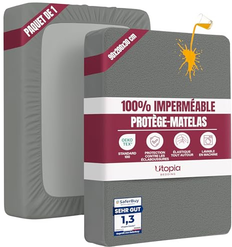 Wasserdichter Matratzenschoner 90x200 cm, 30 cm tief matratzenschutz (Grau)