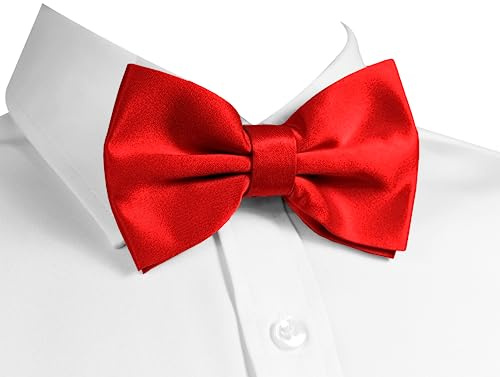 trilece Bow Ties for Men - Men's Solid Pre-tied Clip on Bowties for Formal Wear - Adjustable Bow Tie - Bow ties for Woman (Red)