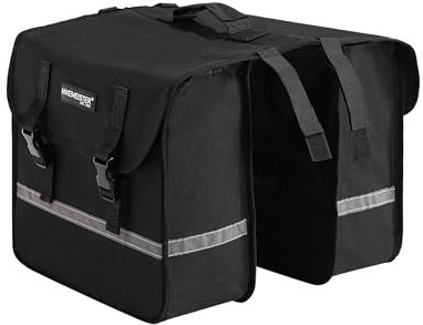 HikeMeister ® 27L Doppelte Fahrradtasche für Gepäckträger - Gepäckträger wasserdicht E-Bike - Hinterradtasche Doppeltasche – Schwarz – Wasserabweisend E Bike – Reflektierenden Streifen